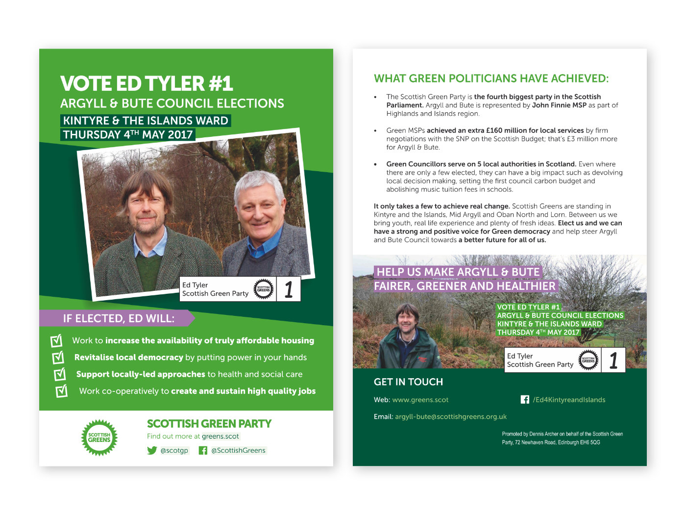 Scottish Green Party – 2017 Local Elections Kintyre Flyer 01